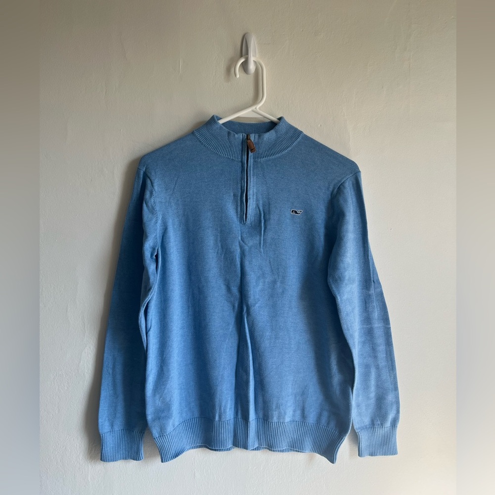 20 Boys vineyard vines Youth blue cotton quarter zip sweater pullover long